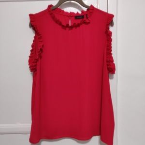 NWOT Halogen Ruffle Trim Shell Top (Size XL; Red)